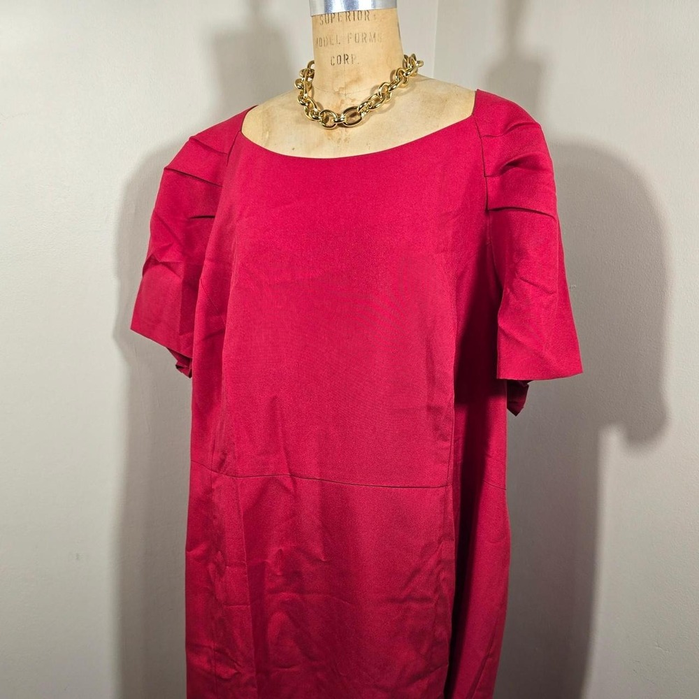 Roaman's 34W red pleated sleeve shift dress